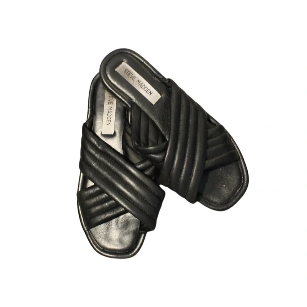 Steve‎ Madden Black Quilted Slide Sandals